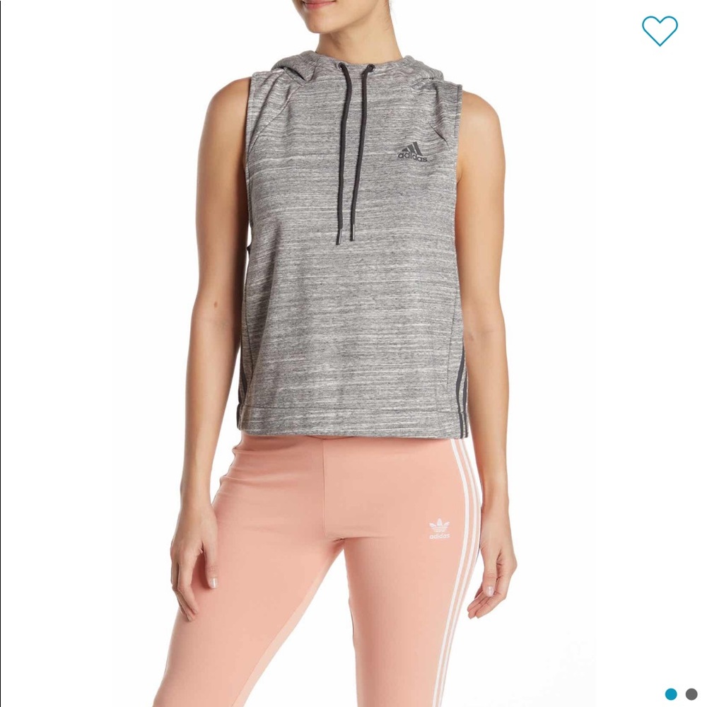 Adidas 3 stripes racerback sleeveless hoodie